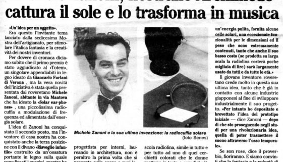 Michele Zanoni Quotidiano l'Adige-8-09-1990